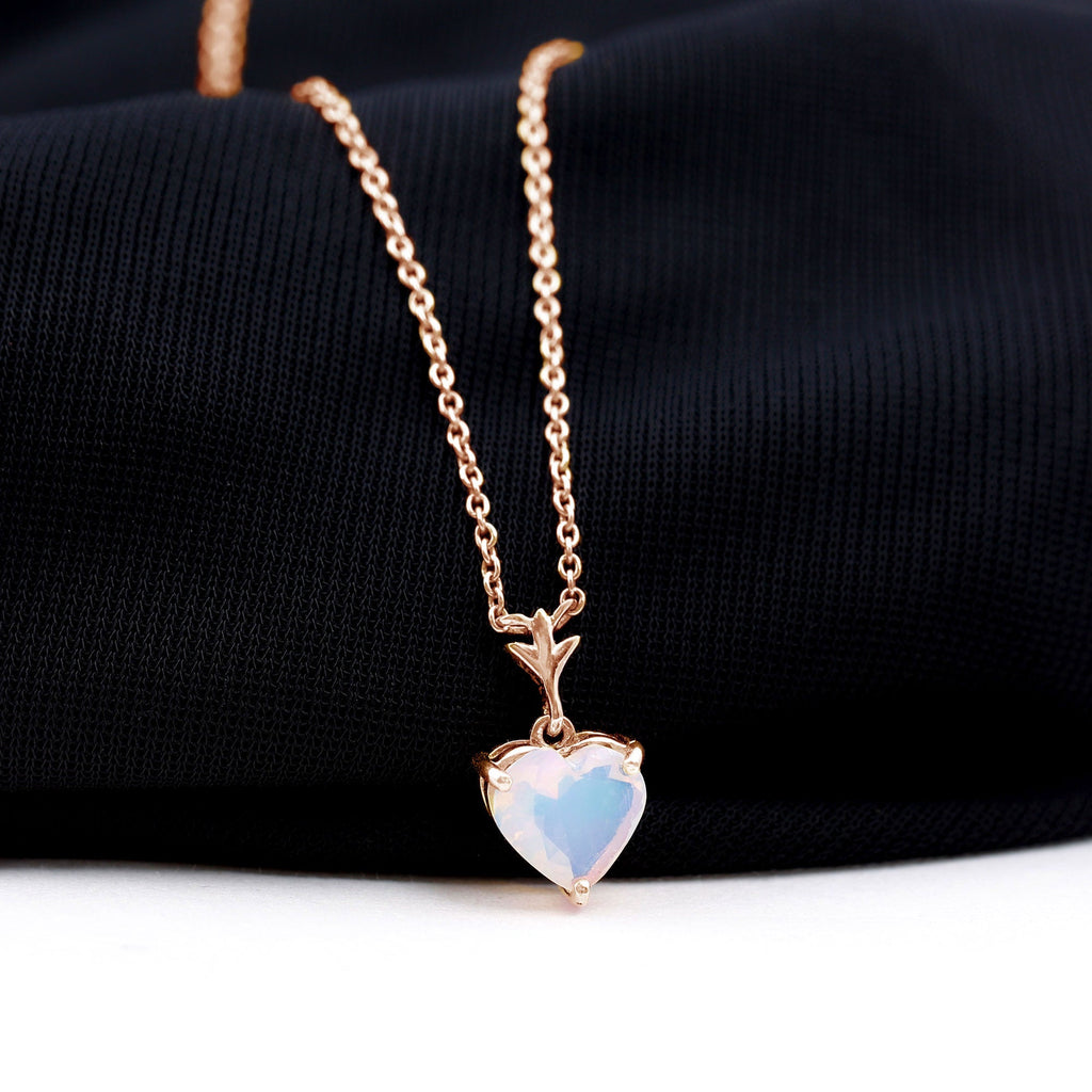 6MM Heart Shape Ethiopian Opal Necklace With Chain