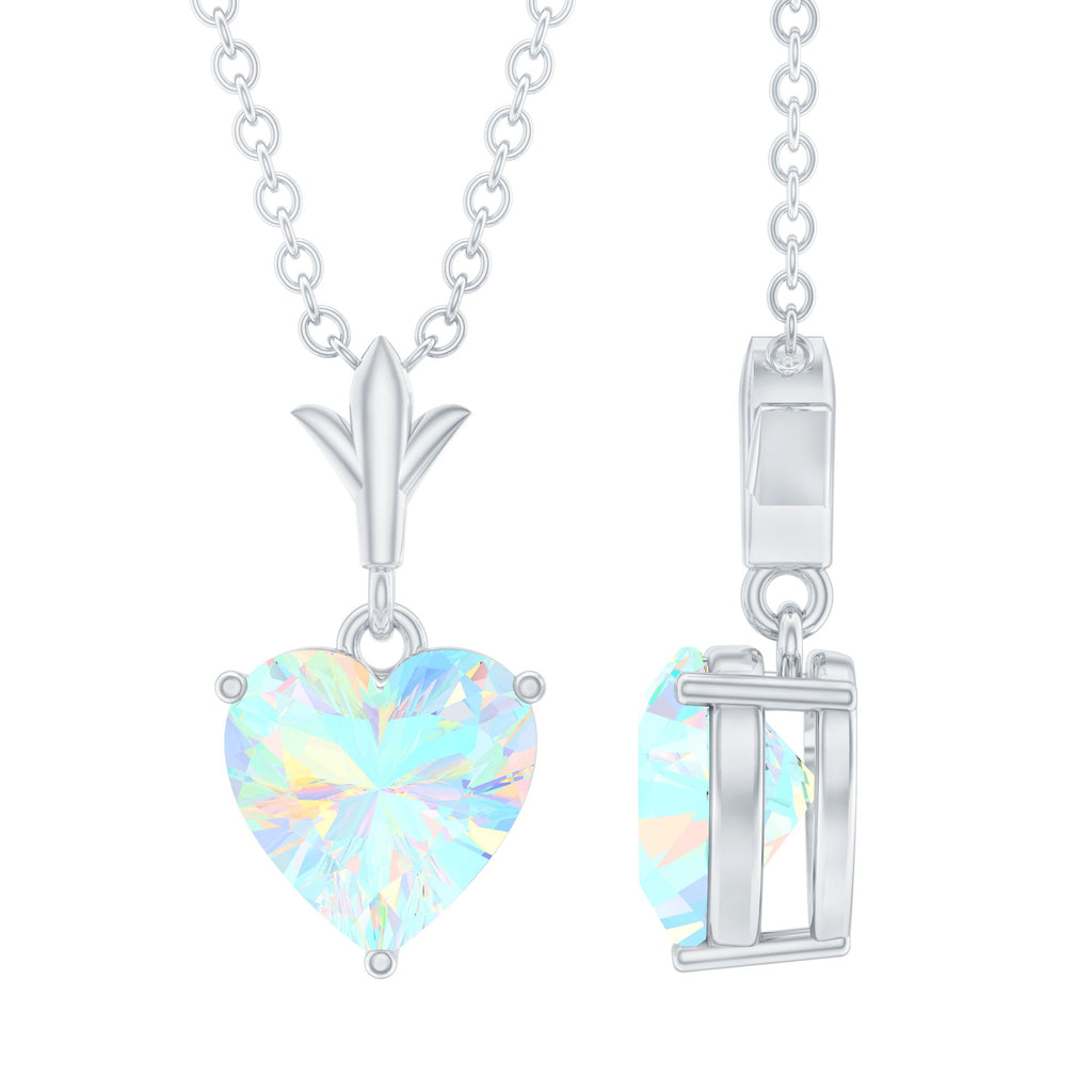 6MM Heart Shape Ethiopian Opal Necklace With Chain