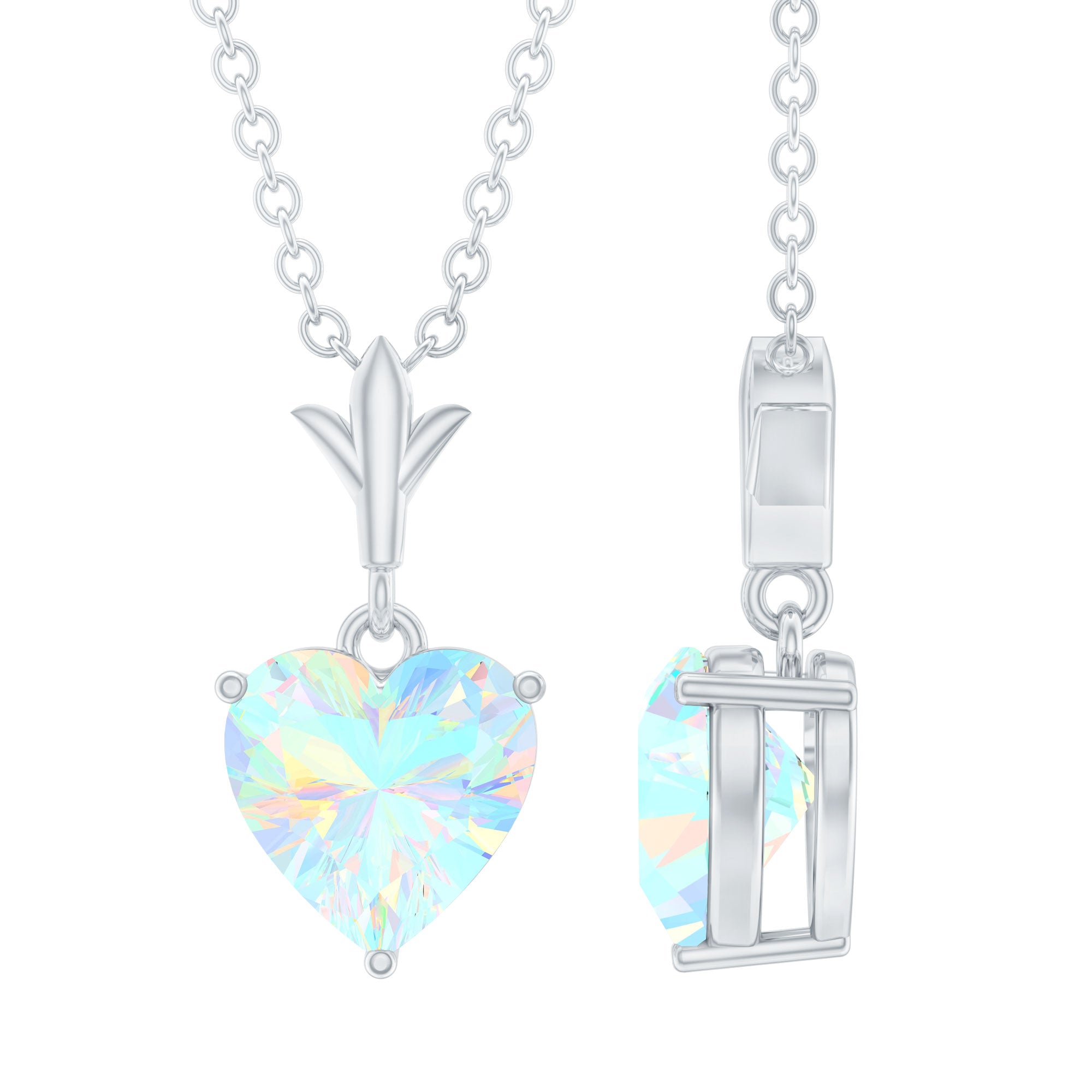 6MM Heart Shape Ethiopian Opal Necklace With Chain
