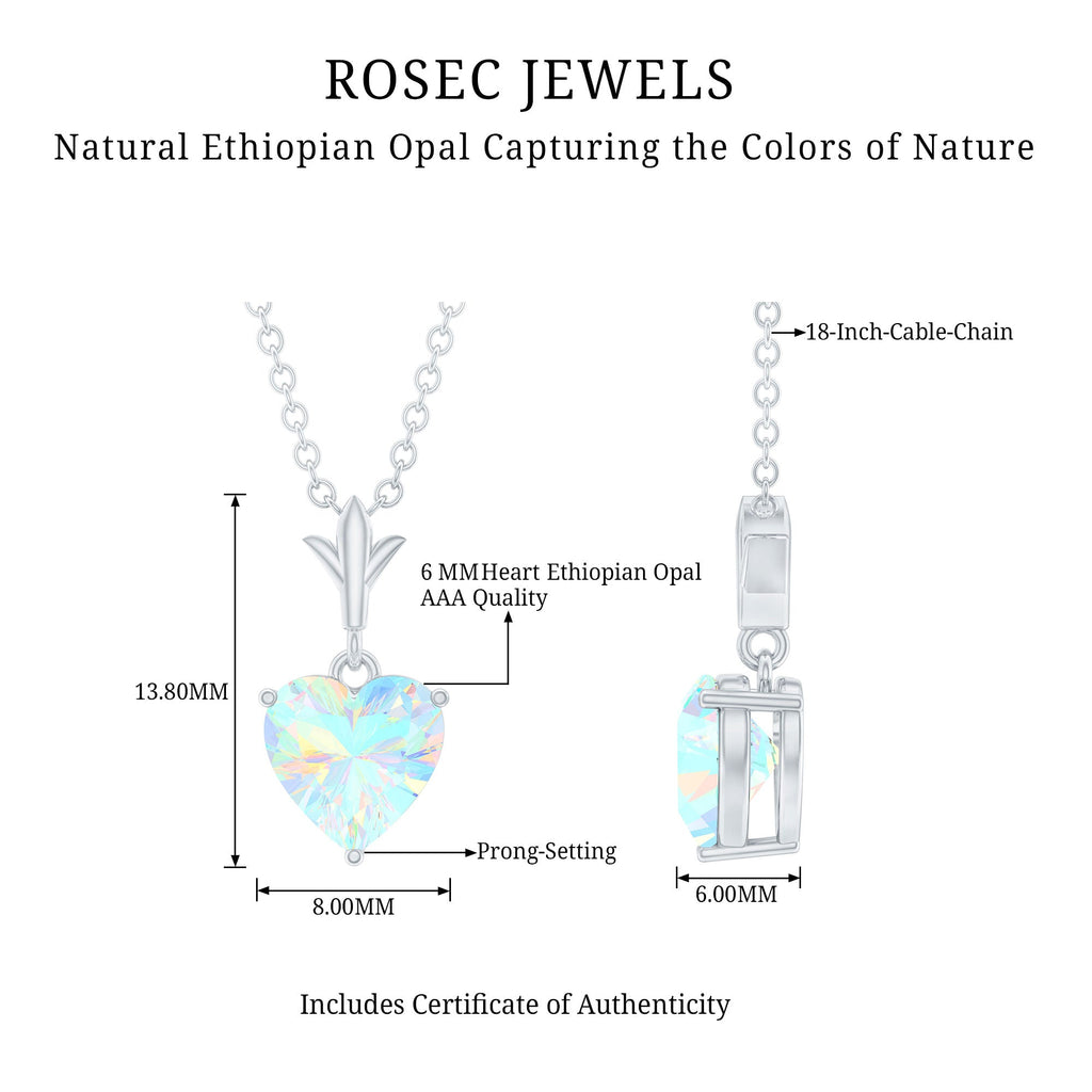 6MM Heart Shape Ethiopian Opal Necklace With Chain