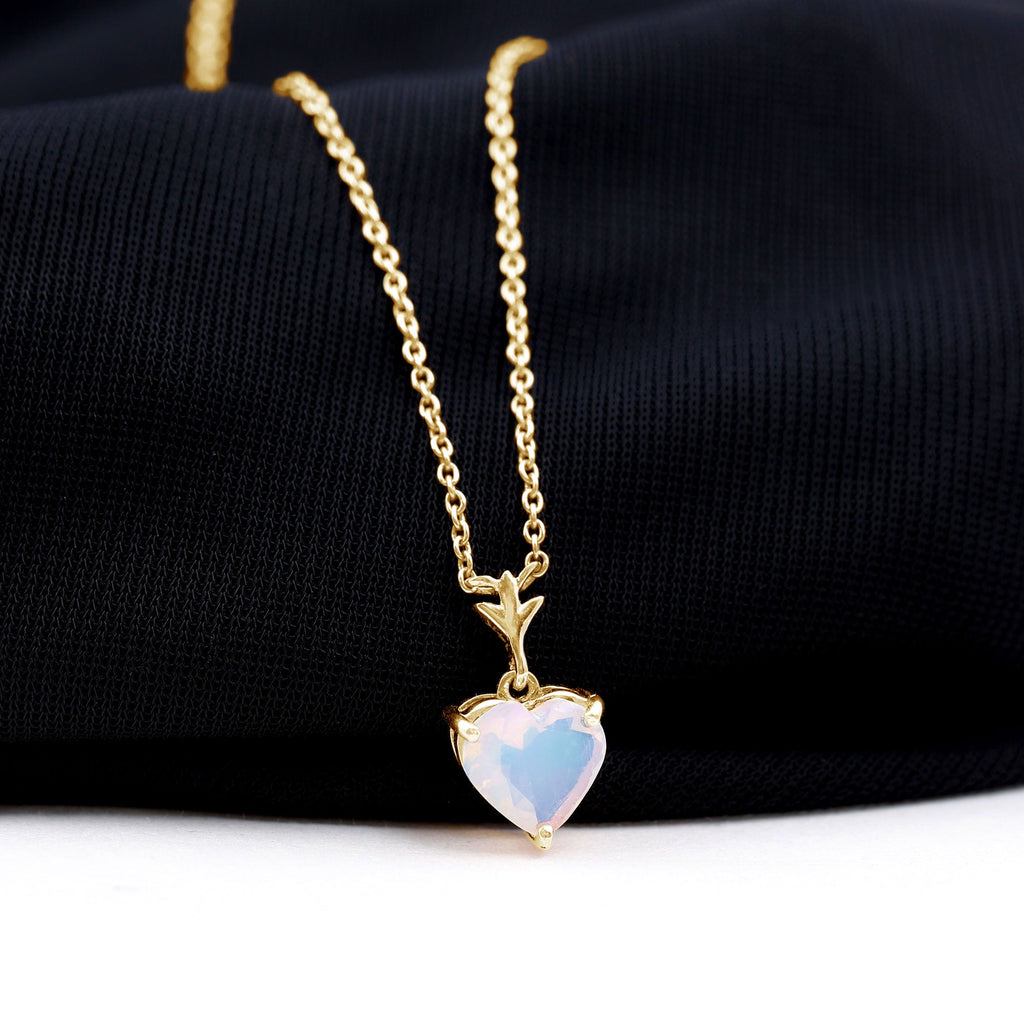 6MM Heart Shape Ethiopian Opal Necklace With Chain