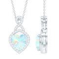 2 Carat Heart Shape Ethiopian Opal Infinity Pendant with Moissanite