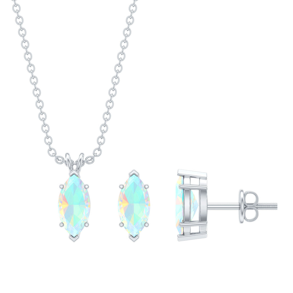 Marquise Cut 4X8 MM Ethiopian Opal Solitaire Jewelry Set