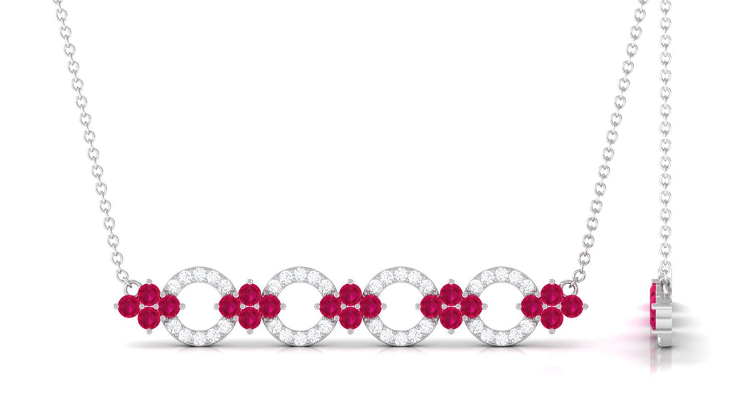 1.75 CT Ruby and Diamond Bridal Bar Necklace