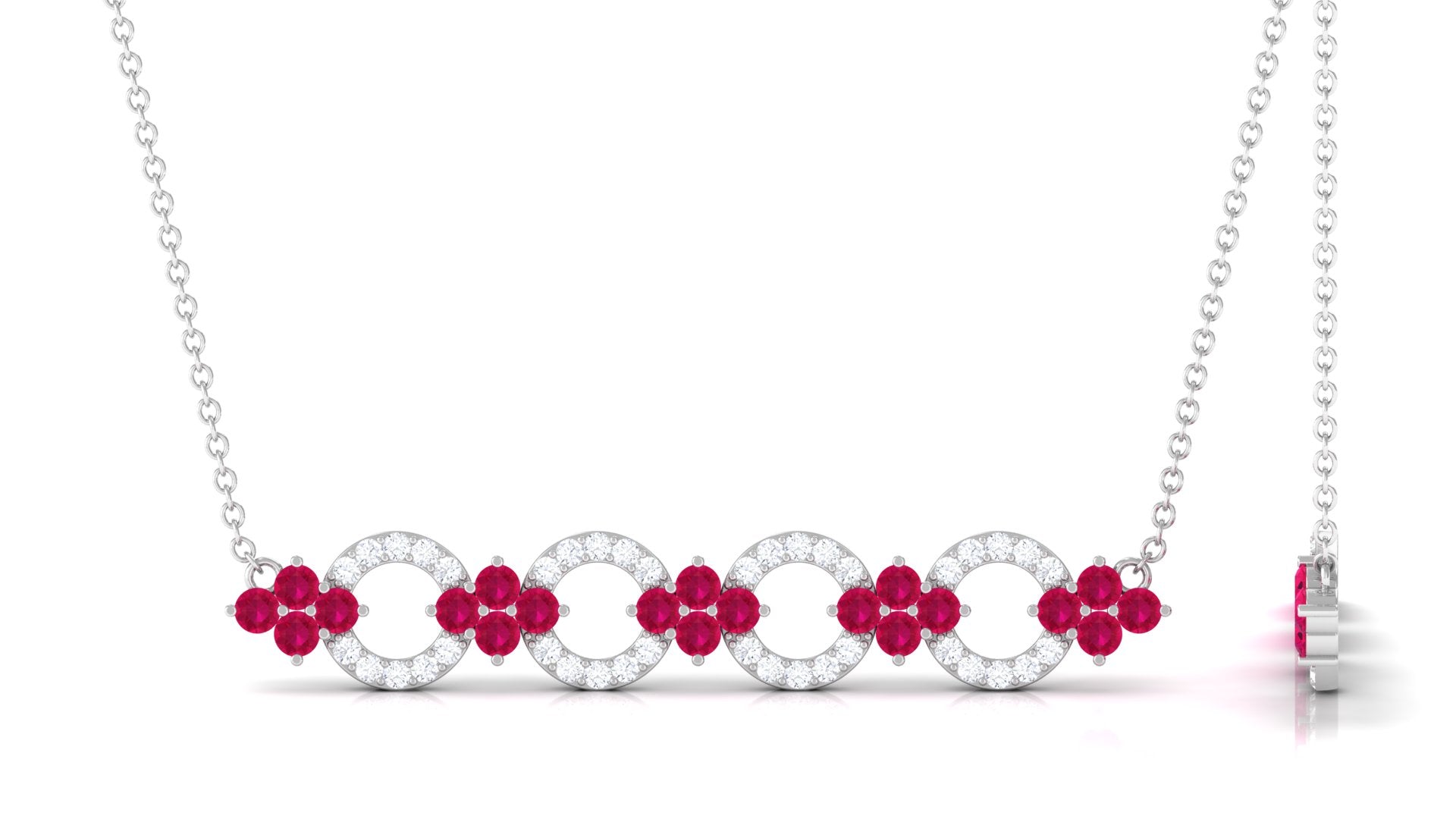 1.75 CT Ruby and Diamond Bridal Bar Necklace