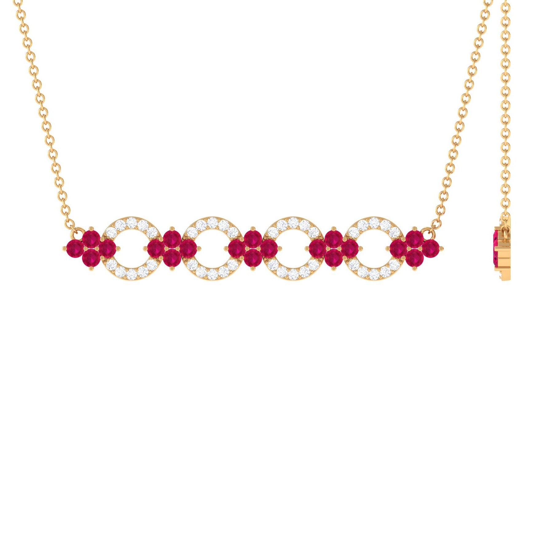1.75 CT Ruby and Diamond Bridal Bar Necklace
