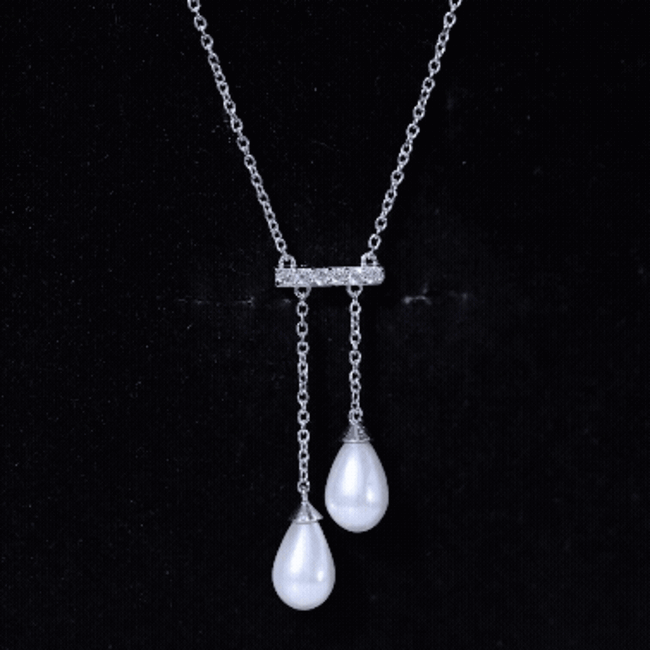 5.75 CT Freshwater Pearl Drop Necklace with Diamond