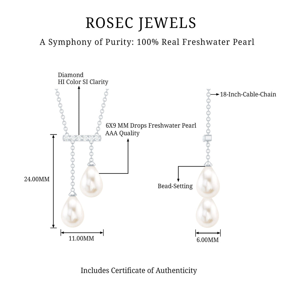 5.75 CT Freshwater Pearl Drop Necklace with Diamond
