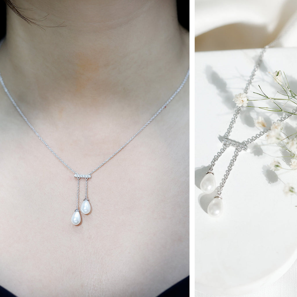 5.75 CT Freshwater Pearl Drop Necklace with Diamond