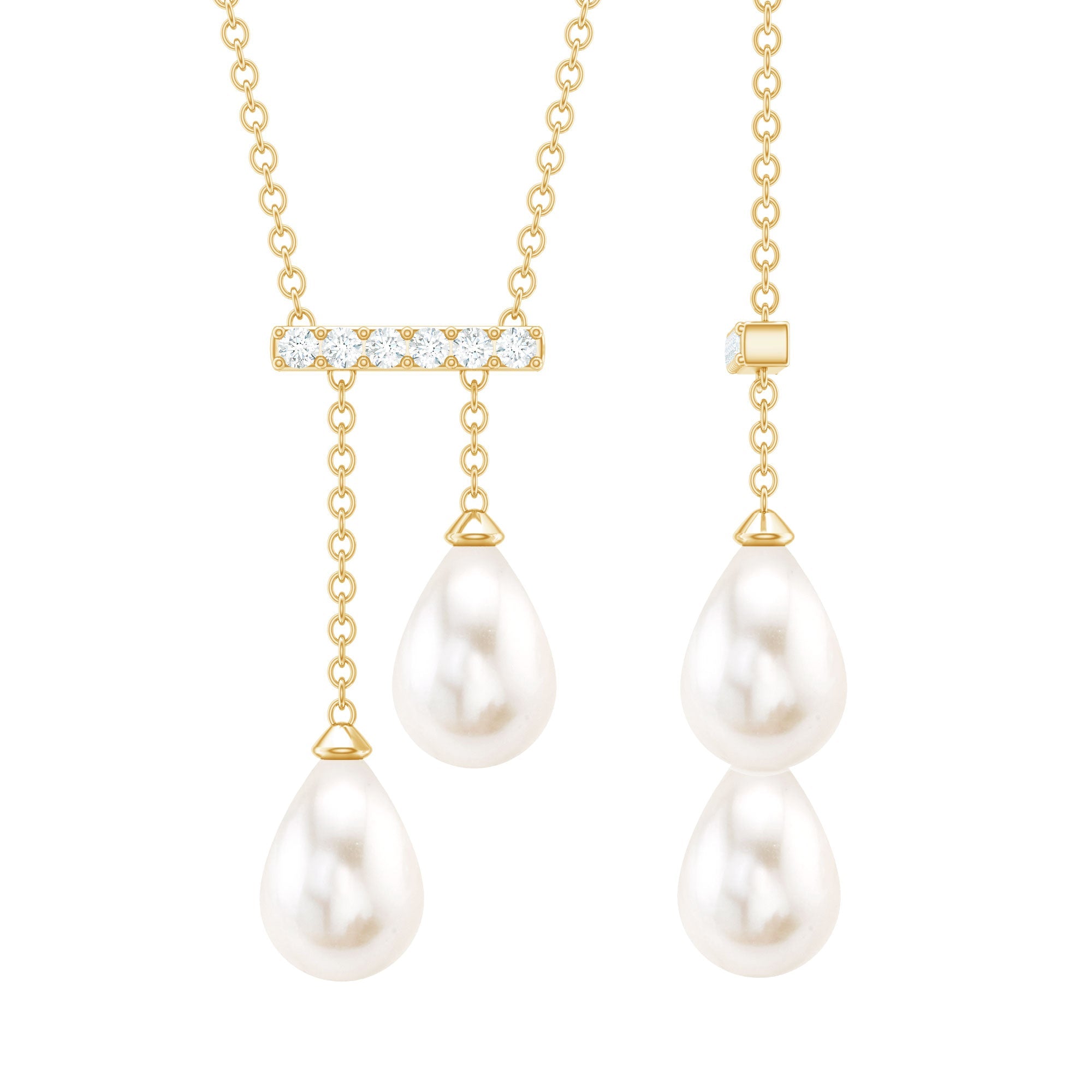 5.75 CT Freshwater Pearl Drop Necklace with Diamond