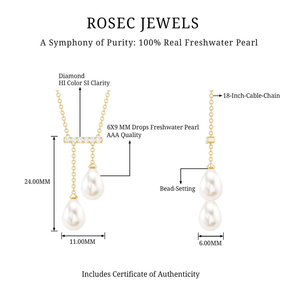 5.75 CT Freshwater Pearl Drop Necklace with Diamond