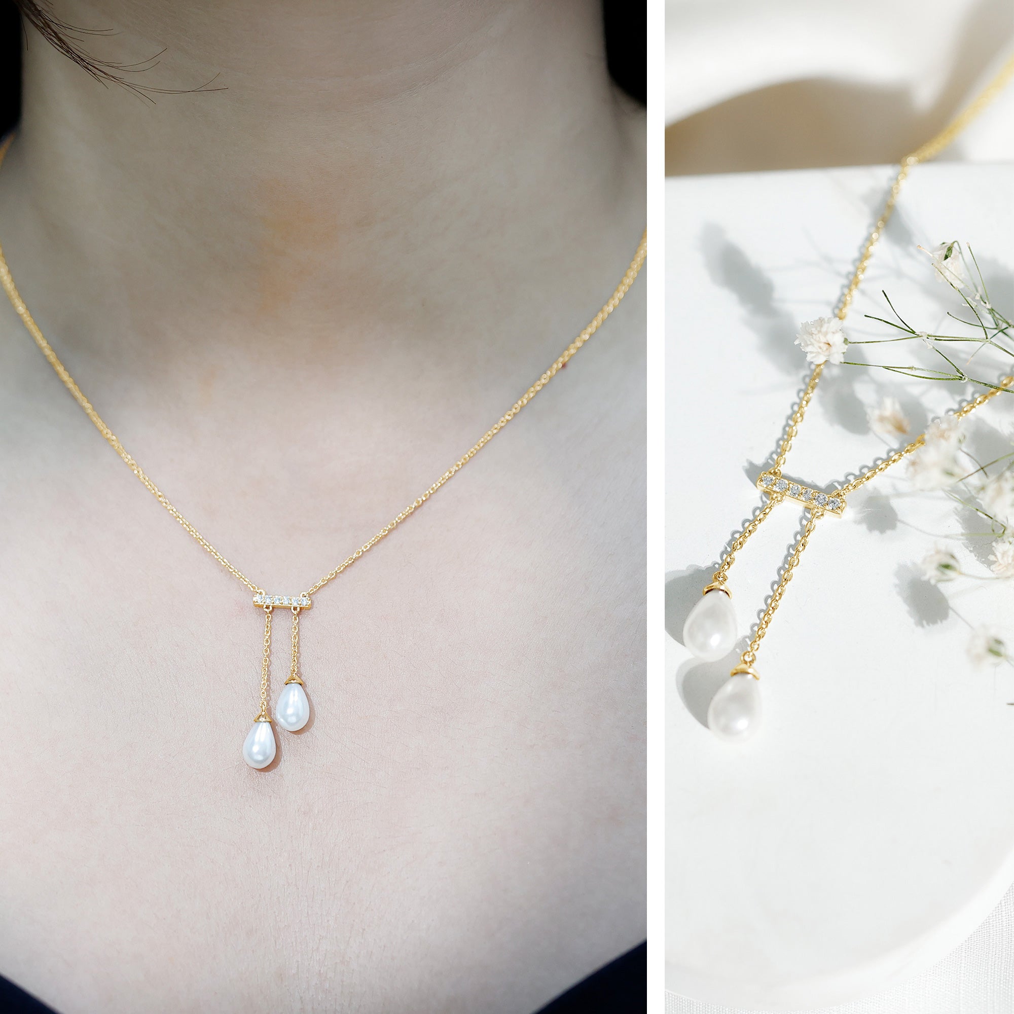 5.75 CT Freshwater Pearl Drop Necklace with Diamond