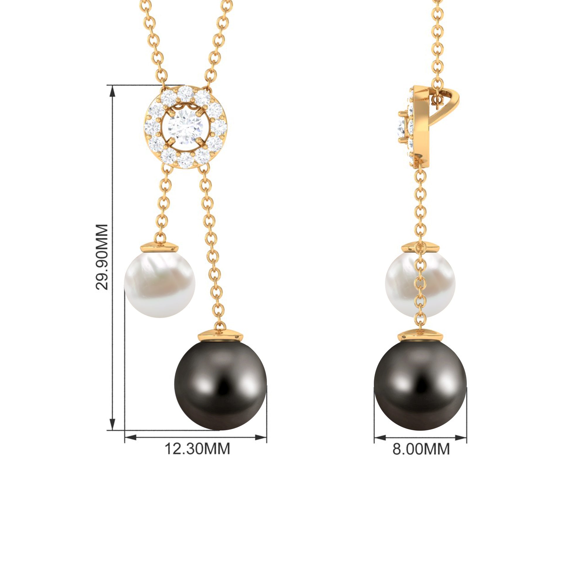 Freshwater and Tahitian Pearl Dangle Pendant with Moissanite