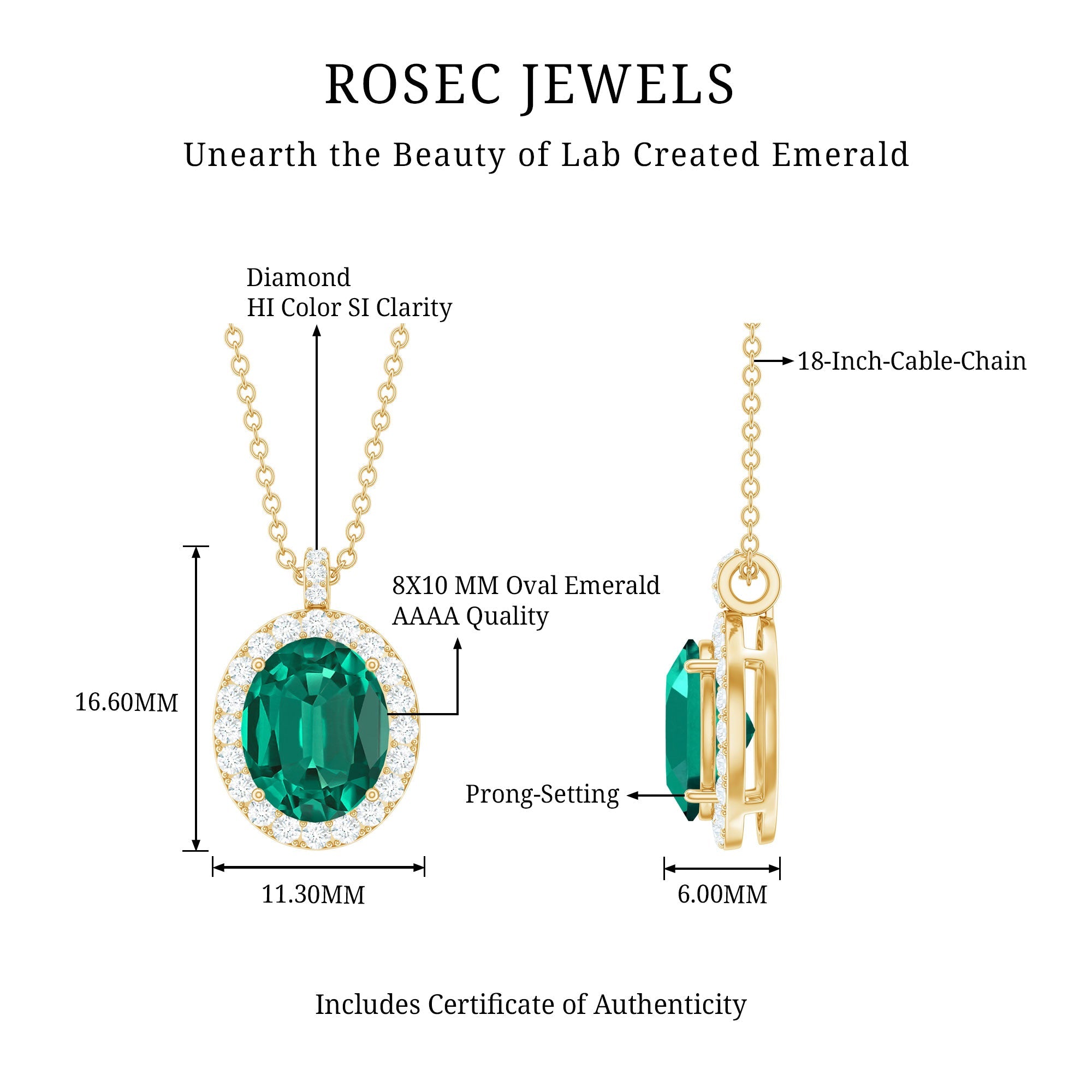 Oval Created Emerald Halo Pendant with Diamond Accent Bail