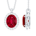 4 Carat Lab Created Ruby and Diamond Bridal Necklace with Chain