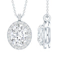 Oval Simulated Diamond Cocktail Halo Pendant