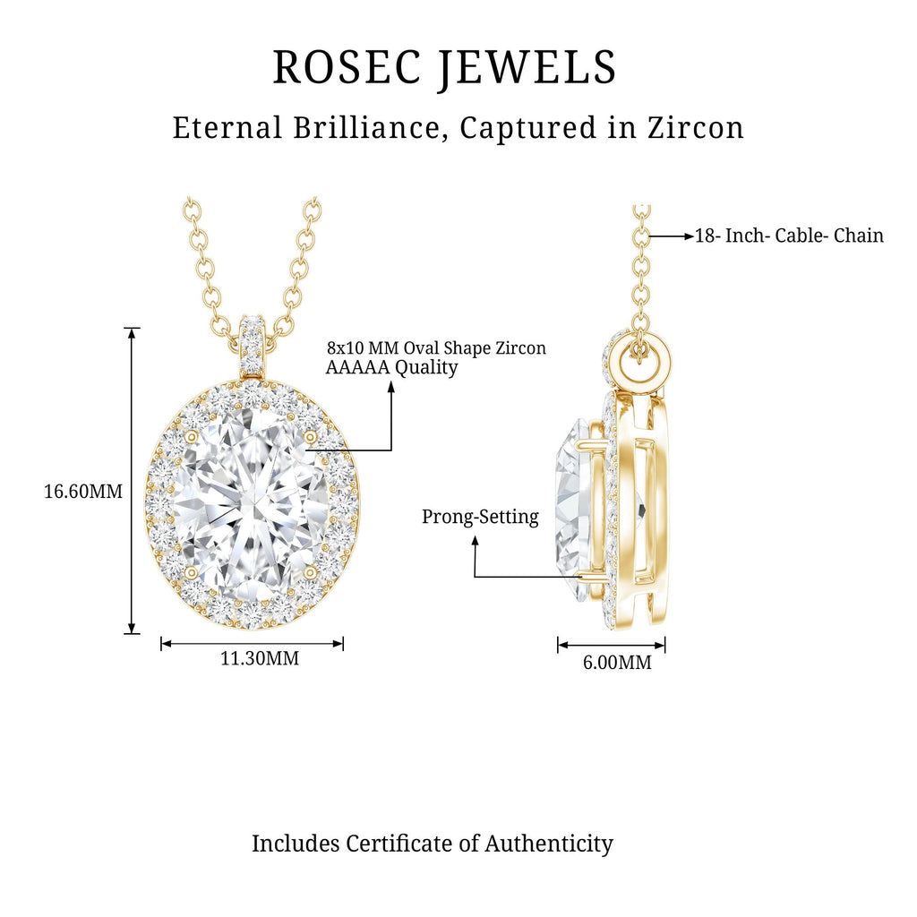 Oval Simulated Diamond Cocktail Halo Pendant