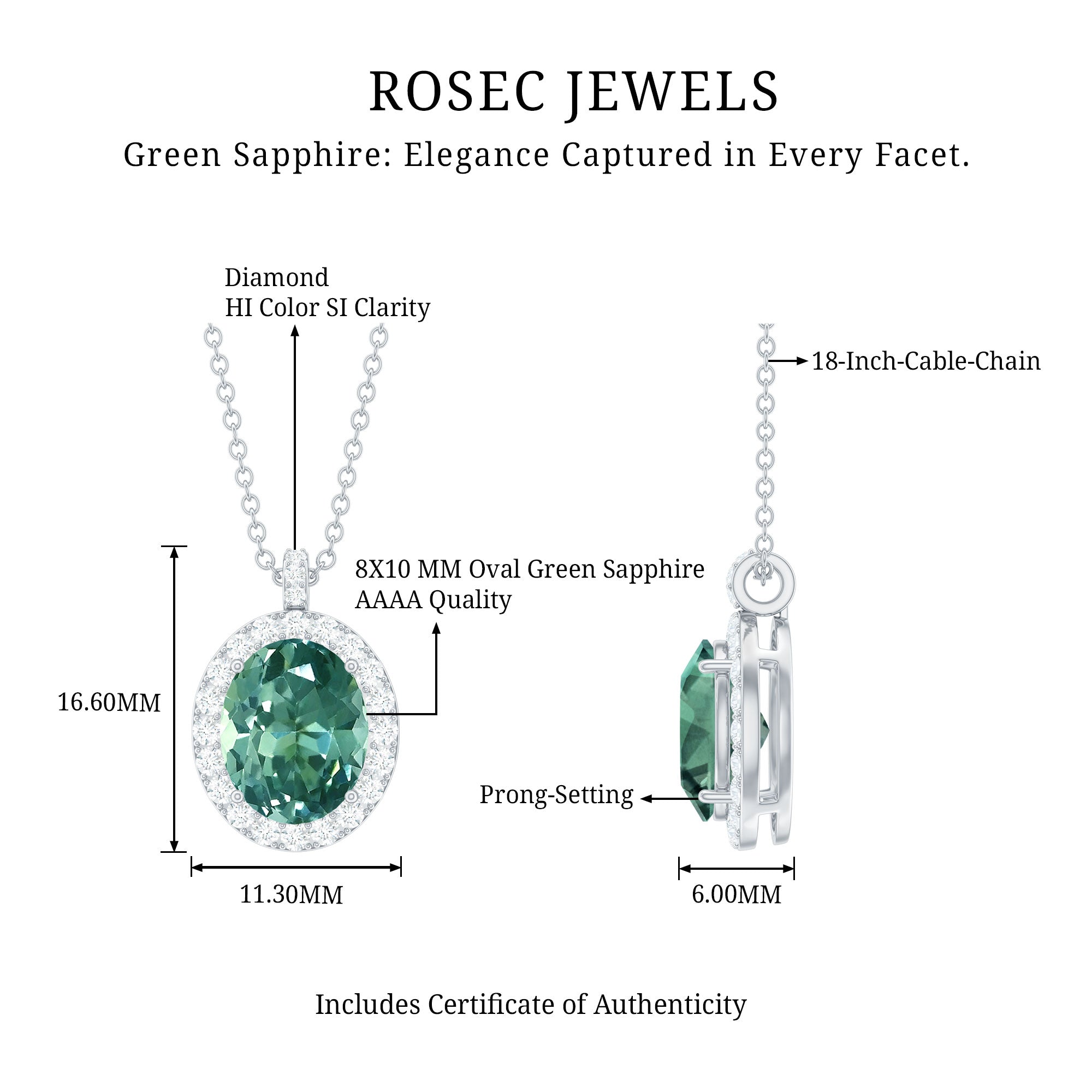 Oval Created Green Sapphire and Diamond Halo Pendant