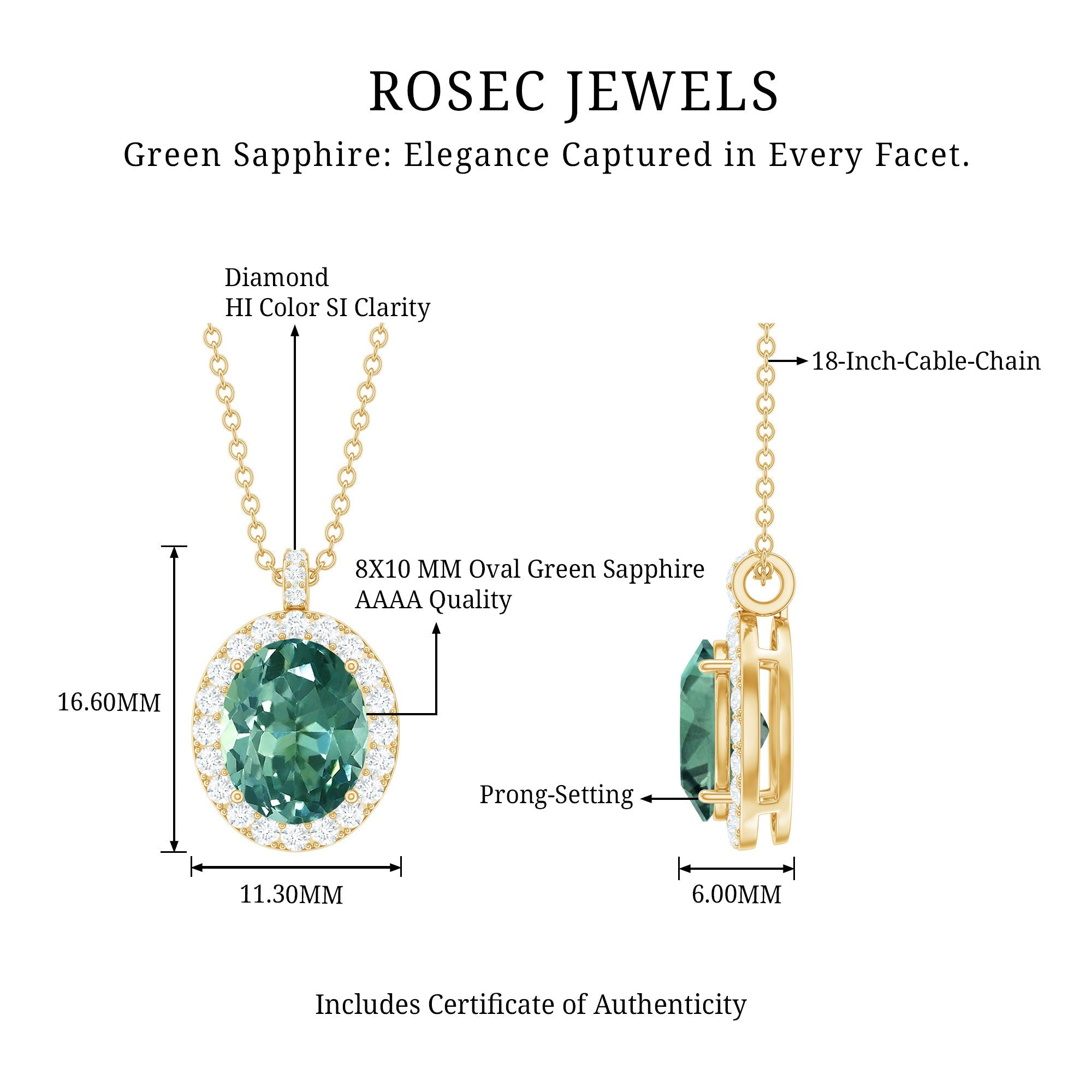 Oval Created Green Sapphire and Diamond Halo Pendant