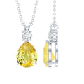 Created Yellow Sapphire Minimal Drop Pendant Necklace with Moissanite