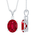 4 Carat Lab Created Ruby Bridal Necklace with Chain