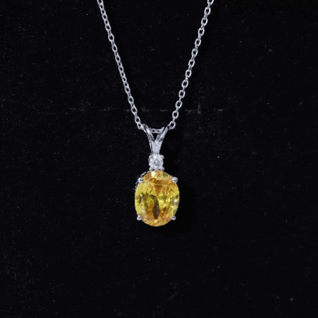 Oval Created Yellow Sapphire and Moissanite Solitaire Pendant