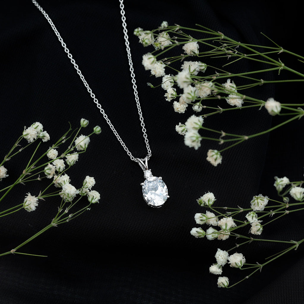 Simulated Diamond Simple Pendant Necklace