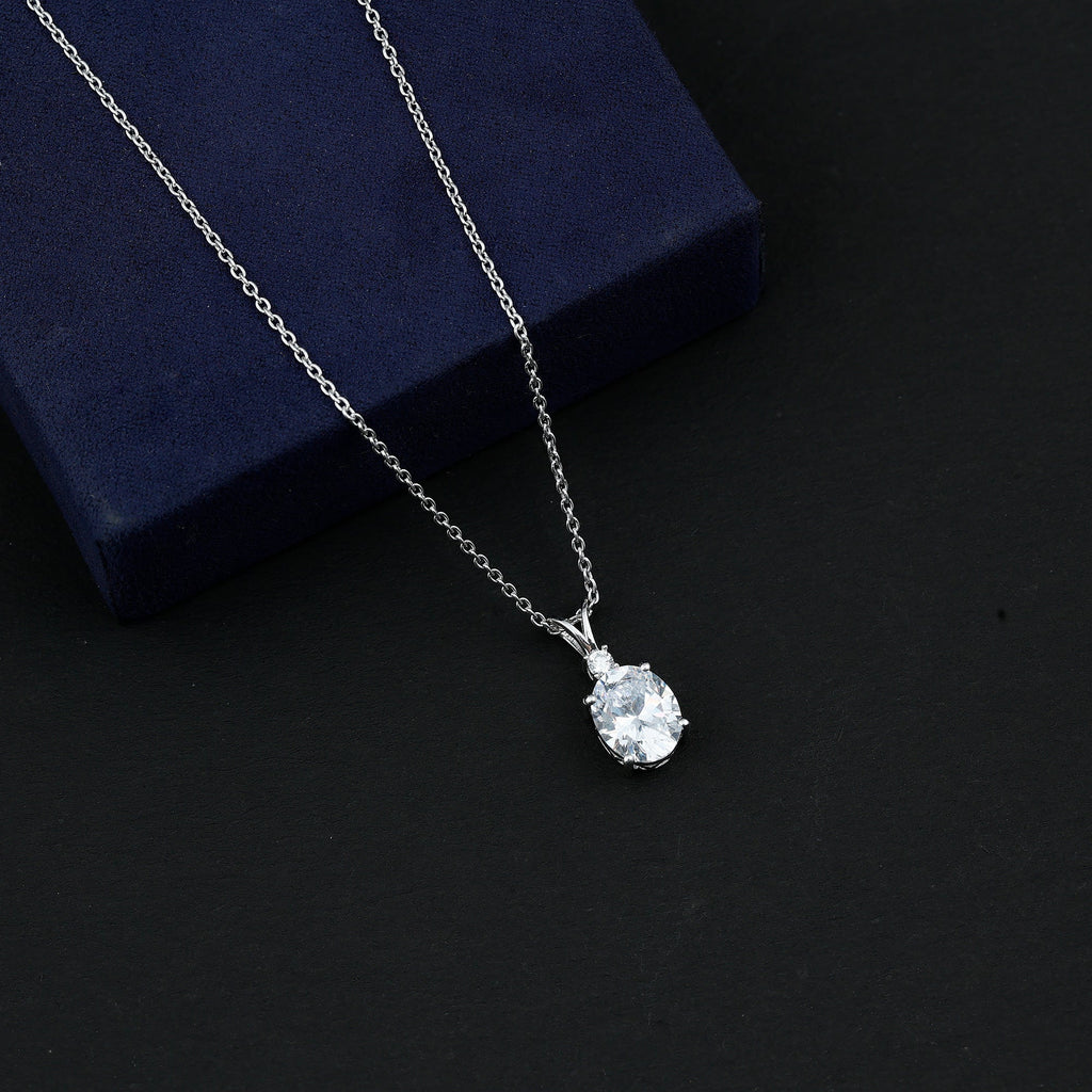 Simulated Diamond Simple Pendant Necklace