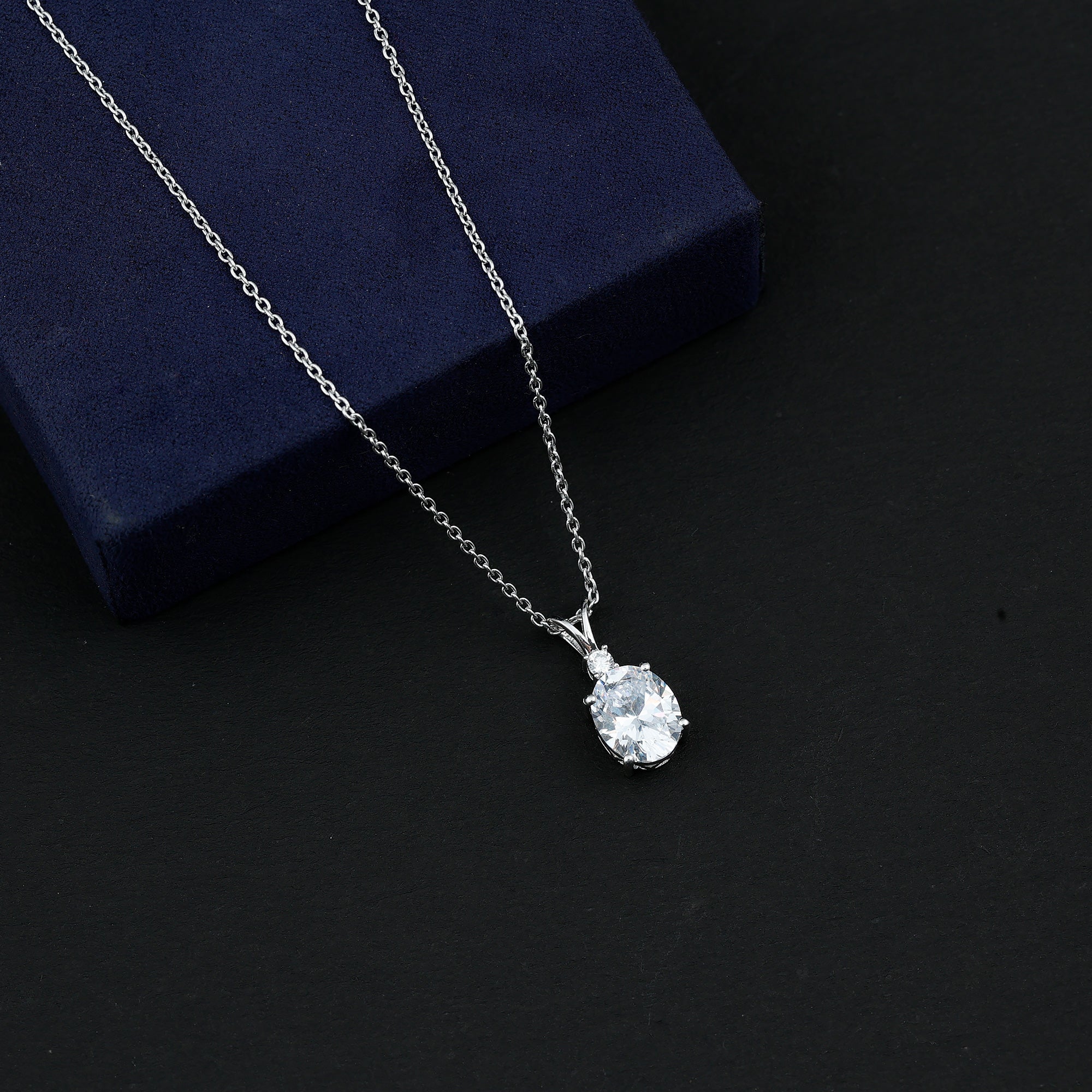Simulated Diamond Simple Pendant Necklace