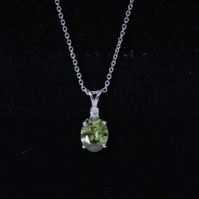 Solitaire Created Green Sapphire Pendant with Moissanite