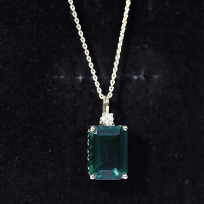 Certified 8.2 Carat Lab Grown Emerald Solitaire Pendant with Moissanite