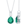 2.5 CT Lab Created Emerald Teardrop Pendant with Certificate