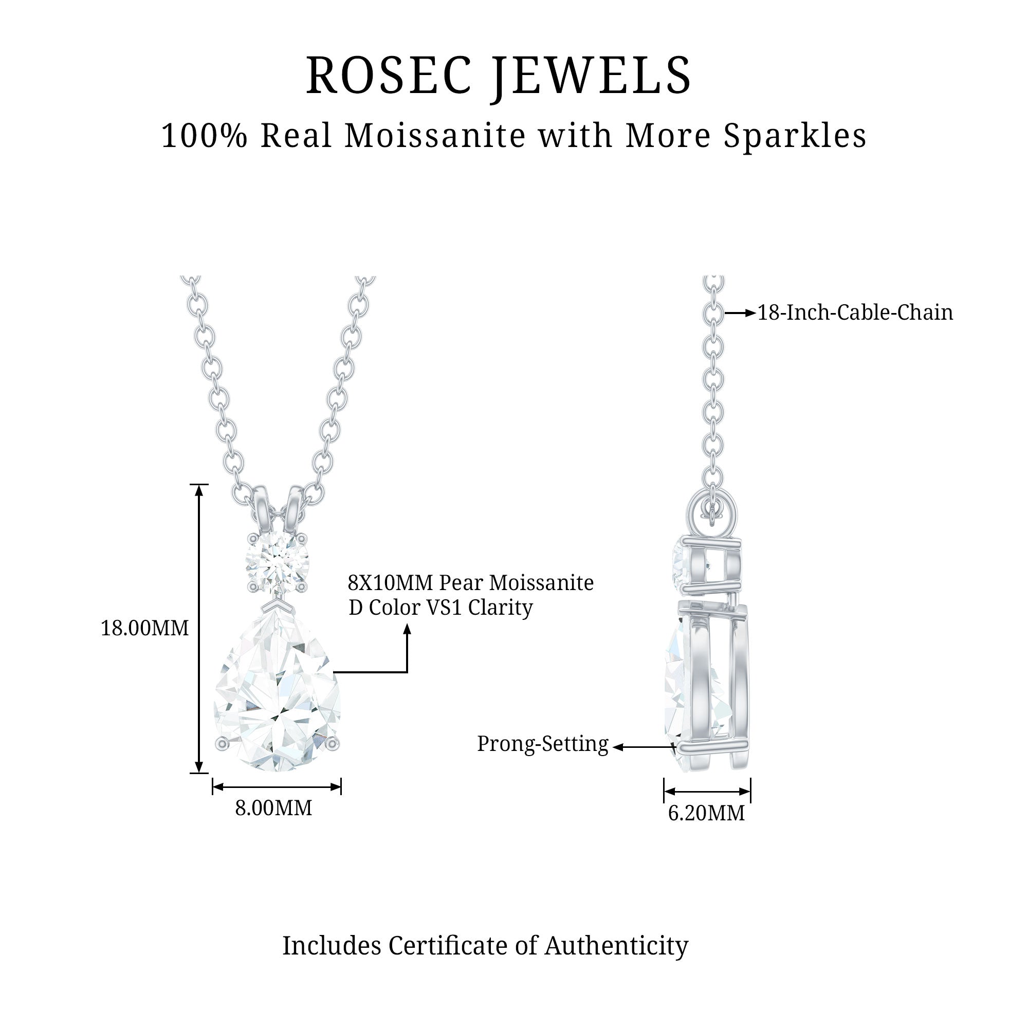 Certified Moissanite Wedding Necklace for Bride