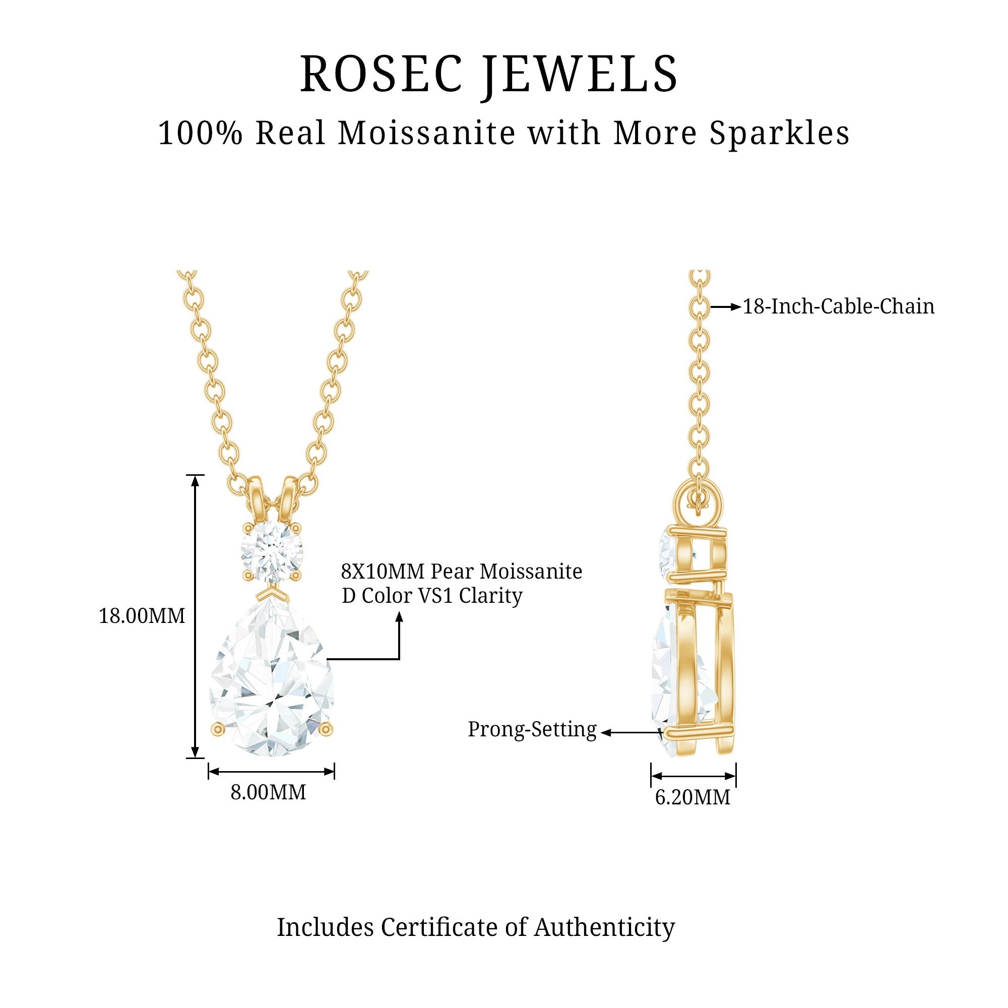 Certified Moissanite Wedding Necklace for Bride