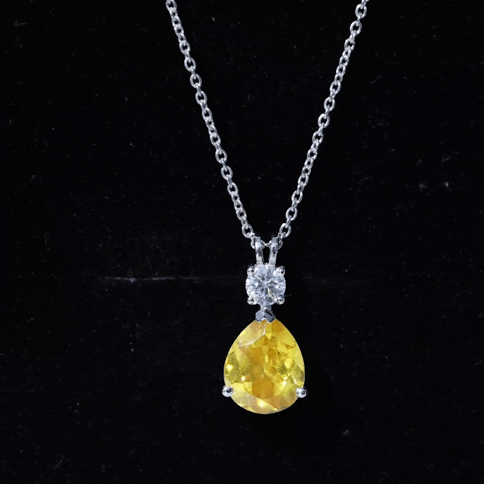 3.3 Carat Pear Shape Lab Created Yellow Sapphire Teardrop Necklace