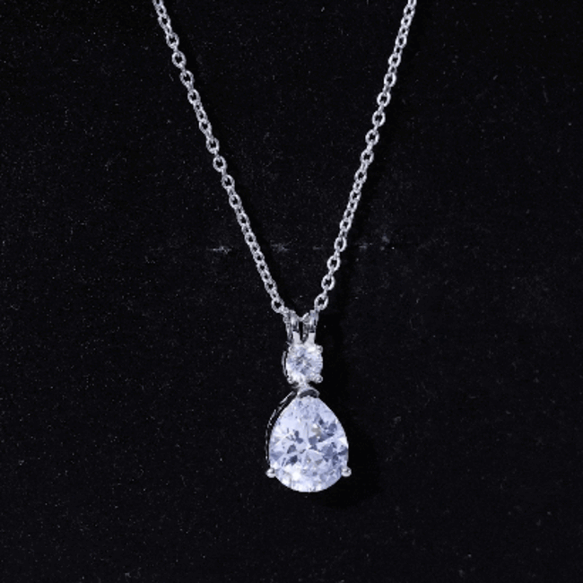 Pear and Round Shaped Zirconia Drop Pendant