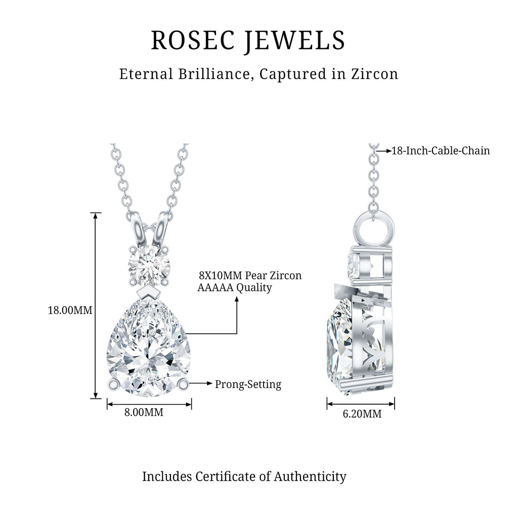 Pear and Round Shaped Zirconia Drop Pendant