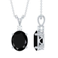 4.2 Carat Oval Shape Lab Created Black Diamond Solitaire Pendant Necklace