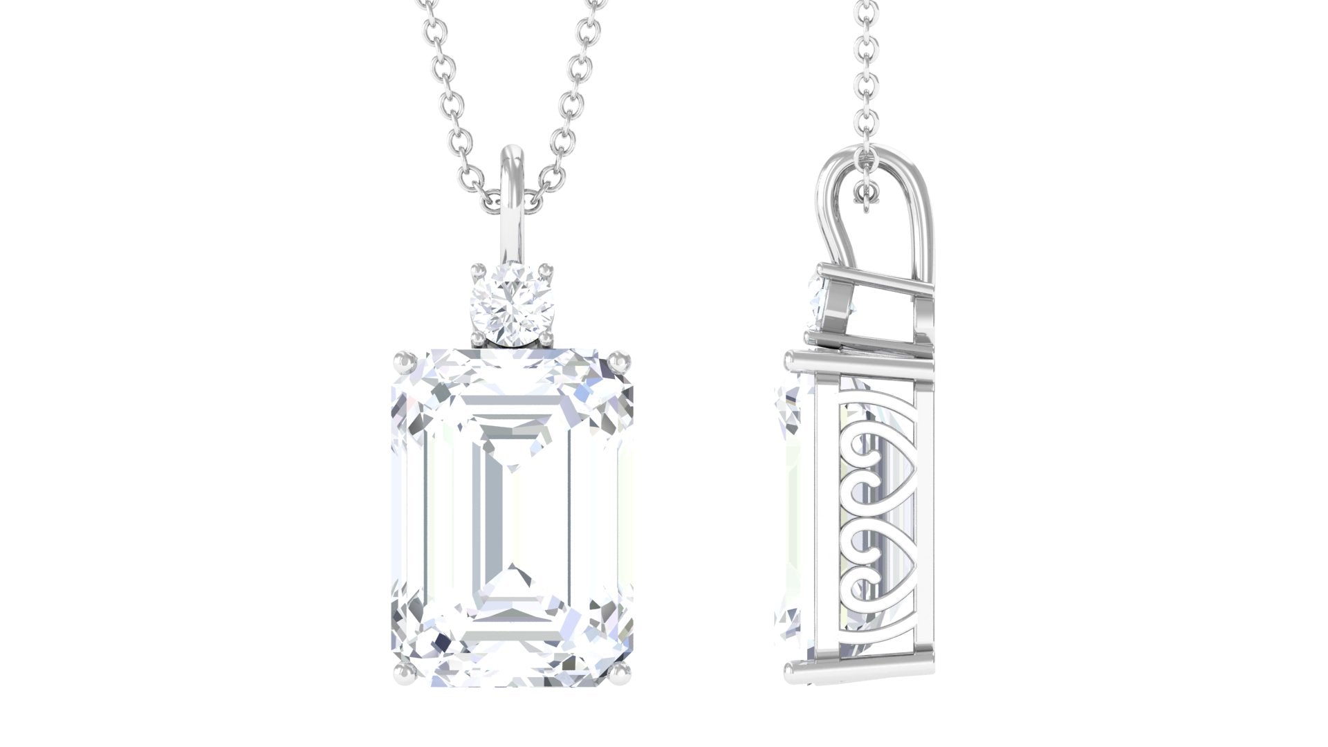 Certified 4.5 Carat Emerald Cut Moissanite Pendant for Women