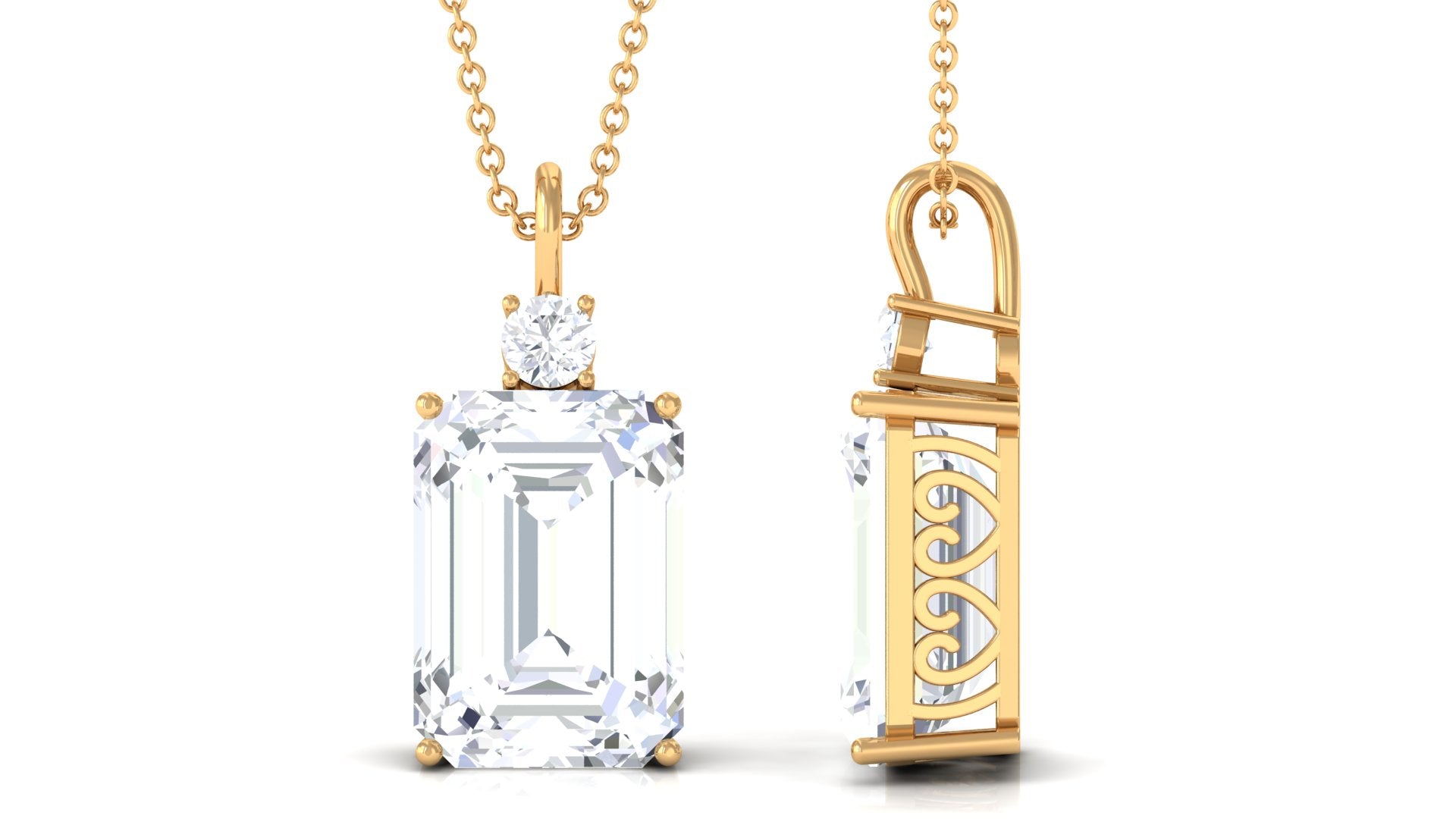 Certified 4.5 Carat Emerald Cut Moissanite Pendant for Women