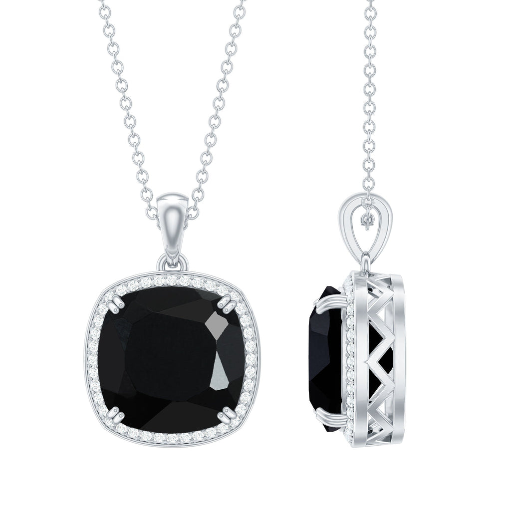 Lab Grown 12MM Black Diamond Cocktail Necklace With Chain