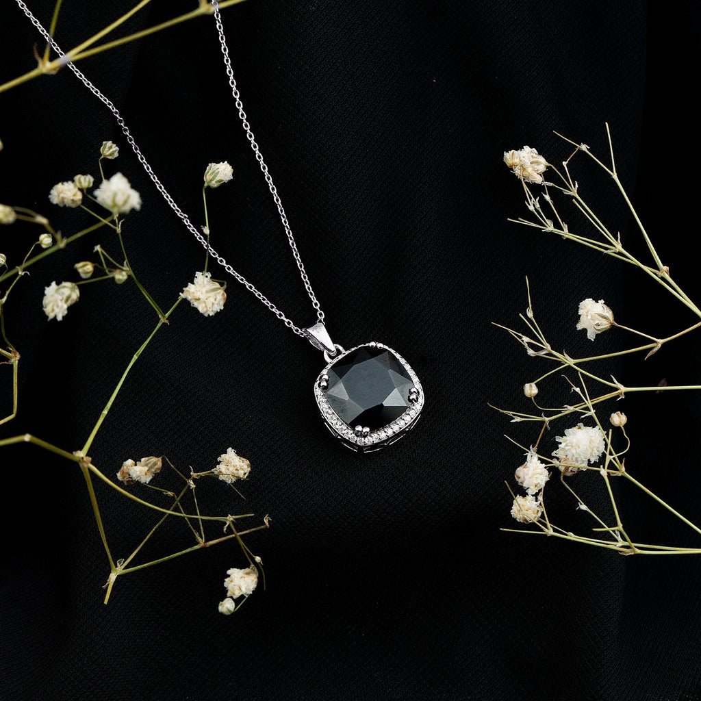 Lab Grown 12MM Black Diamond Cocktail Necklace With Chain