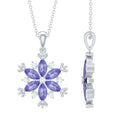 Natural Tanzanite Snowflake Necklace with Lab Diamond