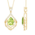 Designer 2.2 Carat Peridot Necklace with Lab Diamond