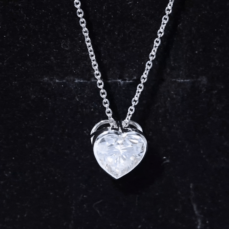 Bezel Set 8mm Lab Grown Diamond Heart Locket Necklace for Women
