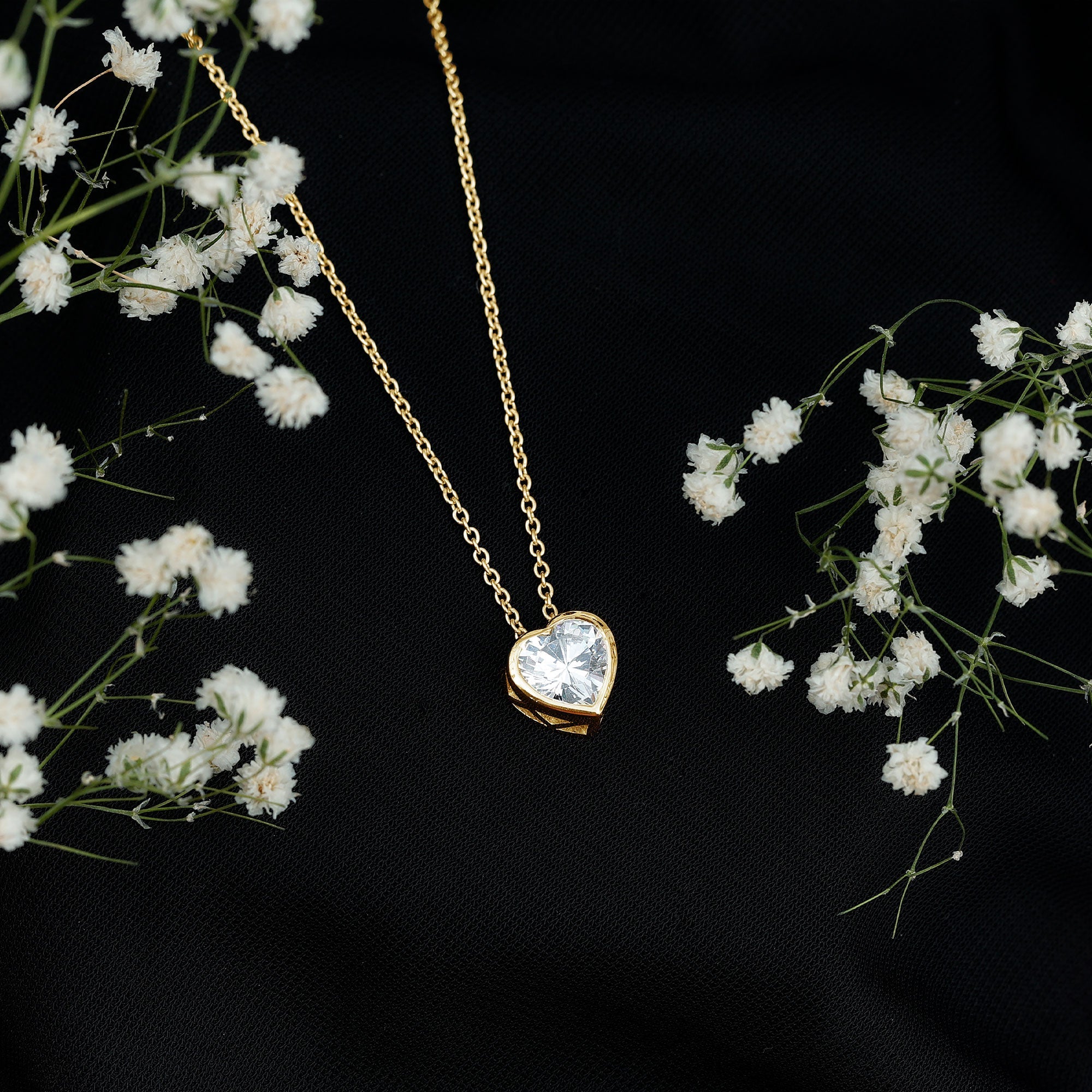 Bezel Set 8mm Lab Grown Diamond Heart Locket Necklace for Women