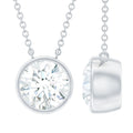 Bezel Set 7mm Lab Grown Diamond Solitaire Stackable Necklace