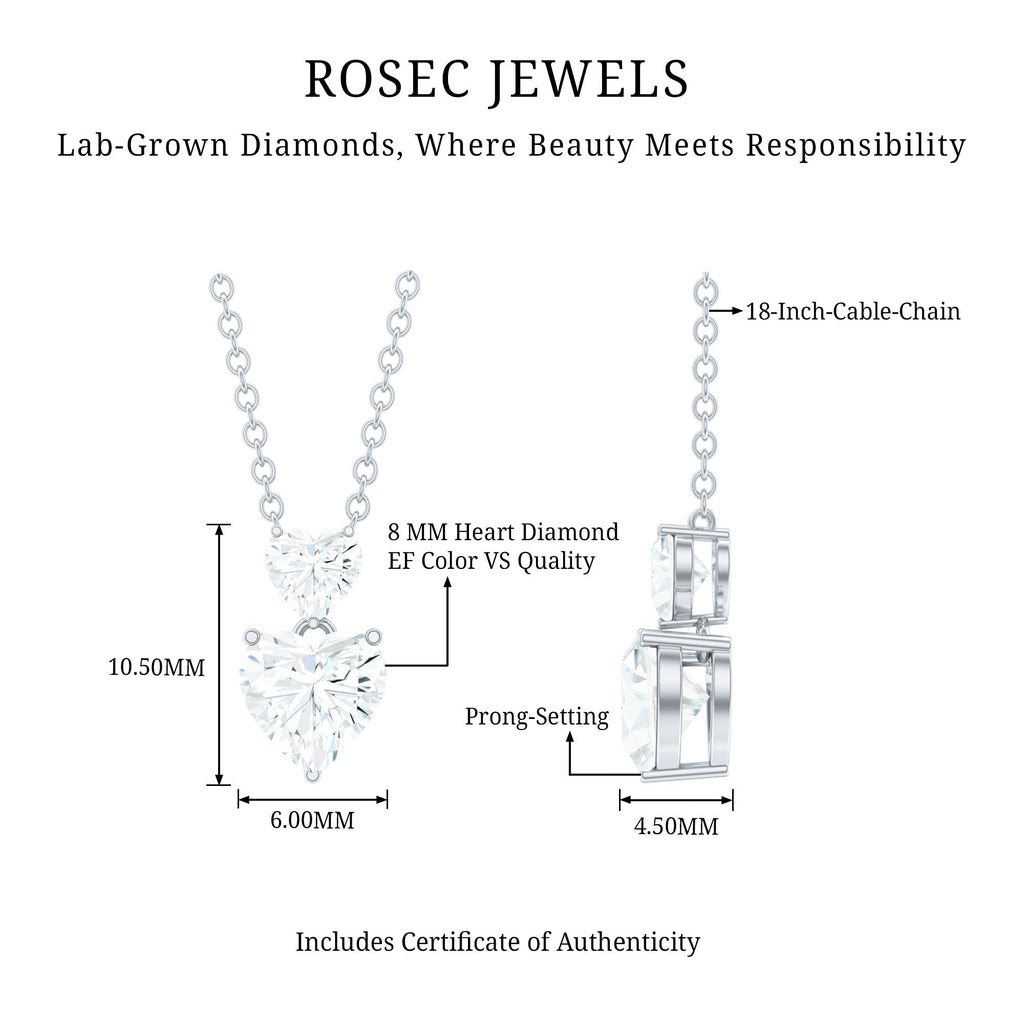 Certified Lab Grown Diamond Double Heart Promise Necklace