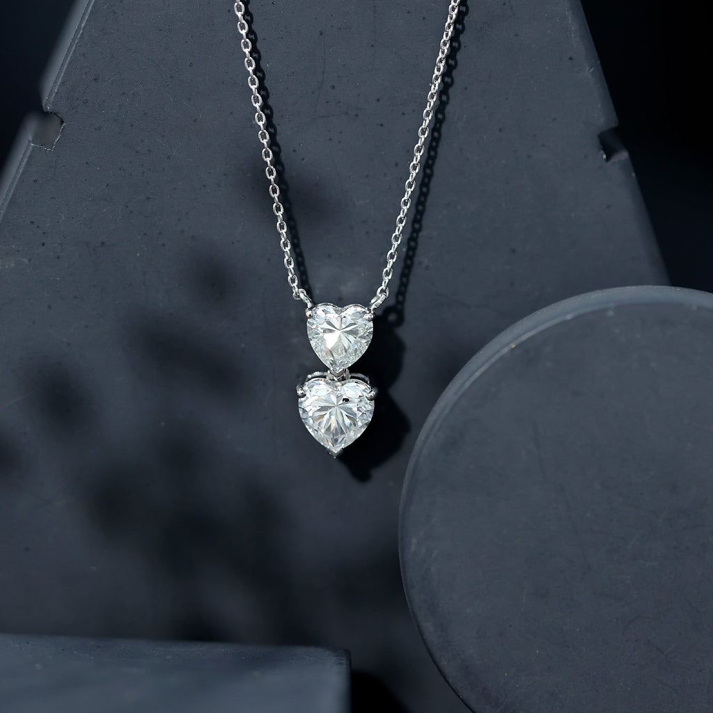 Certified Lab Grown Diamond Double Heart Promise Necklace