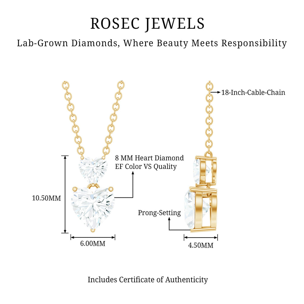 Certified Lab Grown Diamond Double Heart Promise Necklace